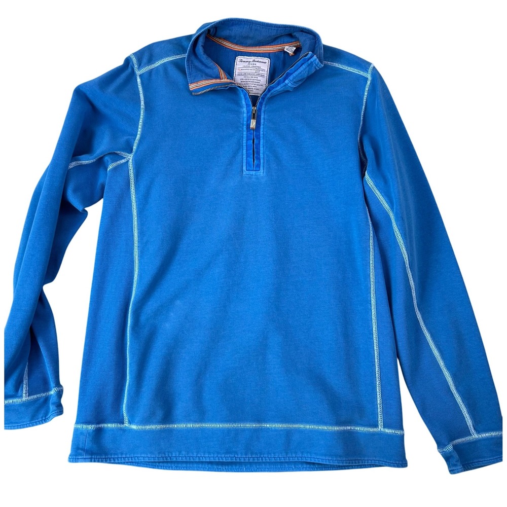 Tommy Bahama Men's Blue Quarter Zip Pullover Fleece Shirt Size S - Small